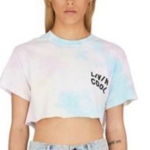 livin cool cropped tie dye t shirt